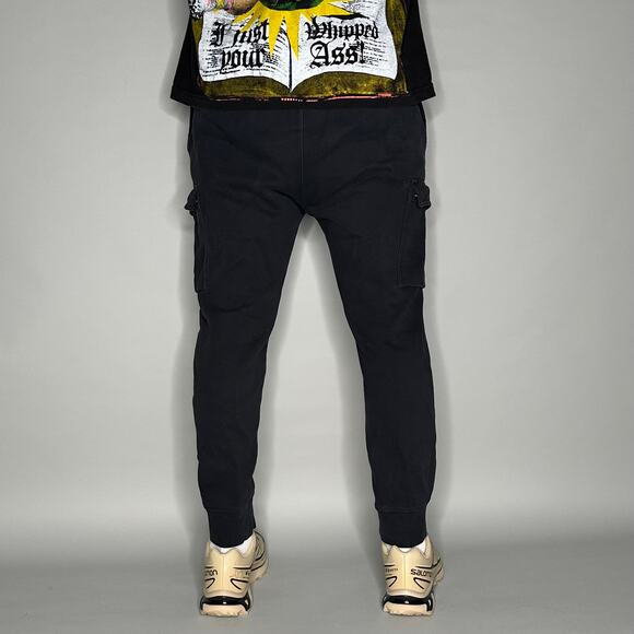 Nike Sweatpants Black Cotton Joggers White Swoosh - Picture 3 of 4